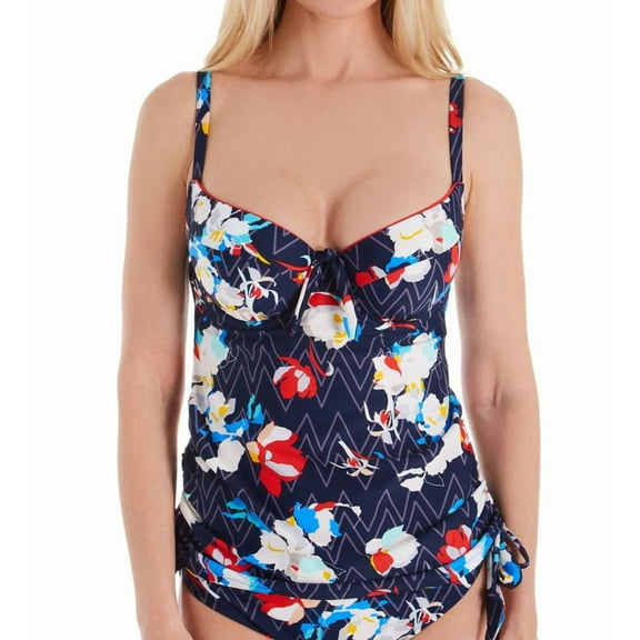 PANACHE Zigzag Floral Milano Balconette Tankini Top, US 32E, UK 32DD, NWOT
