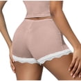 thumbnail image 5 of Gifts Usmixi Shorts for Women Soft Knitted Ribbed Elegant Lace Trim Plus Size Short Pants Tie Waist Stretchy Solid Homewear Sports Shorts Coffee XXL, 5 of 7