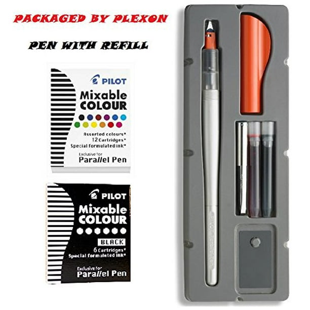 Pilot Parallel Pen 2-Color Calligraphy Pen Set with Black and Assorted  Colors Ink Refills, 1.5 mm Nib (90050)