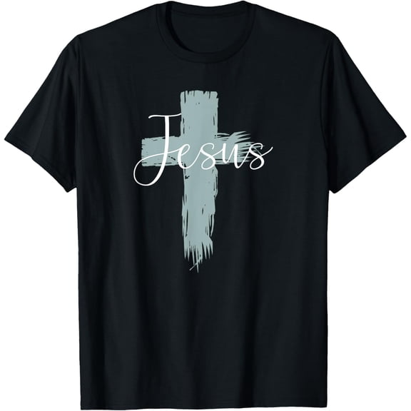 Jesus On Cross Paint Cool Religion God Faith Christian Gift T-ShirtMen and women, Black T-shirt, size: Extra large
