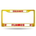 thumbnail image 4 of Calgary Hockey Flames Gold Yellow Painted Chrome Metal License Plate Frame - Set of 2 Frames, 4 of 6