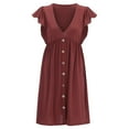 thumbnail image 4 of Ketyyh-chn99 Robe Femme Grande Taille Robe Évasée à Fleurs Robe Décontractée Mini Robe Ample Confortable à Rayures Manches Longues Longue Robe Bordeaux,TG, 4 of 5