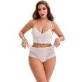 thumbnail image 4 of DARING DIVA Women's High Waisted Tummy Control Lace Mesh Underwear Briefs XXL White, 4 of 6