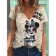 thumbnail image 2 of Camisetas de cuello en V de verano de dibujos animados de Disney Minnie 2024 para mujer, camisetas casuales de gran tamaño con estética de Mickey en 3D, camisetas de moda Harajuku, 2 of 5