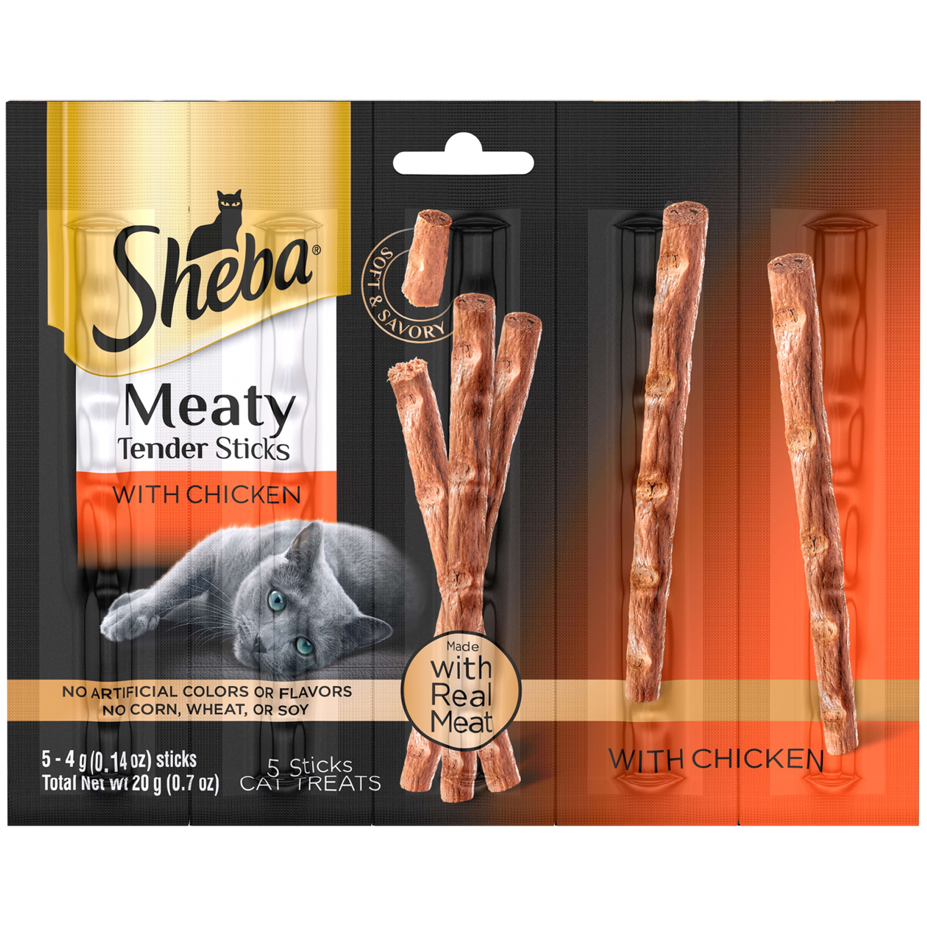 SHEBA Meaty Tender Sticks Chicken Flavor Cat Treats - Real Meat 