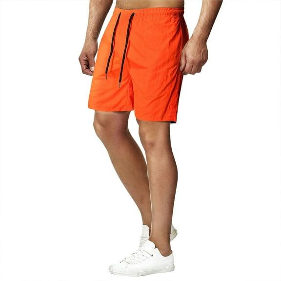 jsaierl Mens Shorts Summer Casual Solid Color Drawstring Beach Sports Workout Fitness Gym Shorts