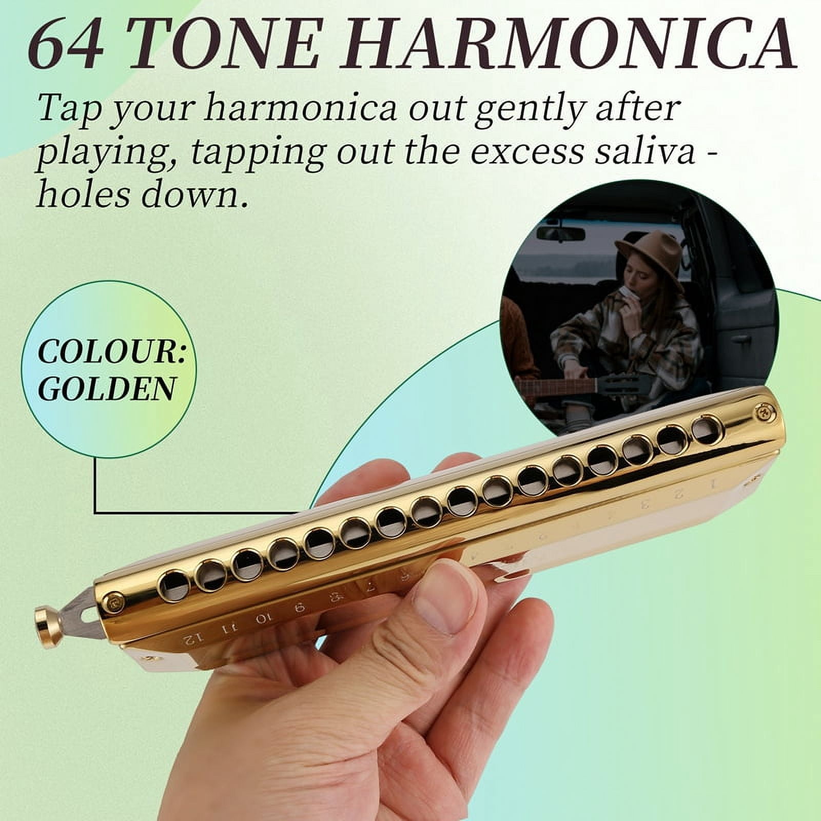Chromatic Harmonica 16 Hole 64 Tone Mouth Organ Instrumentos Key of C Professional Musical Instruments