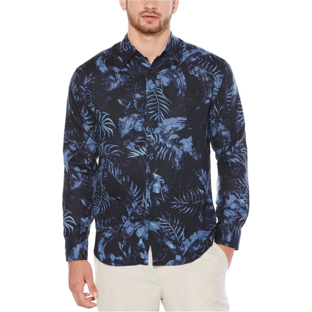 CubAvera - Camisa con botones para hombre, color azul, mediano