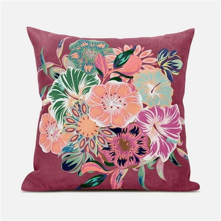 

Amrita Sen Designs CAPL918FSDS-BL-20x20 20 x 20 in. Friendship Bouquet Suede Blown & Closed Pillow - Purple Green & Peach