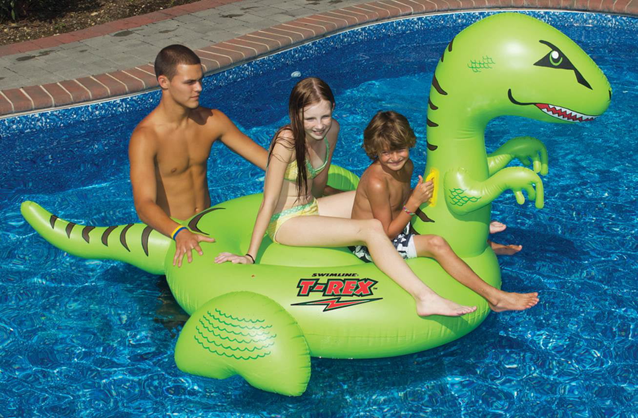 Swimline 90624 Swimming Pool Kids Giant Rideable Dinosaur Inflatable Float Toy 