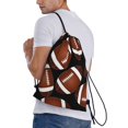 thumbnail image 3 of Kdxio Brown Football On Black Print Drawstring Backpack Bag,Waterproof Draw String Back Sack, Gym Drawstring Bags Swim Bag For Unisex, 3 of 9