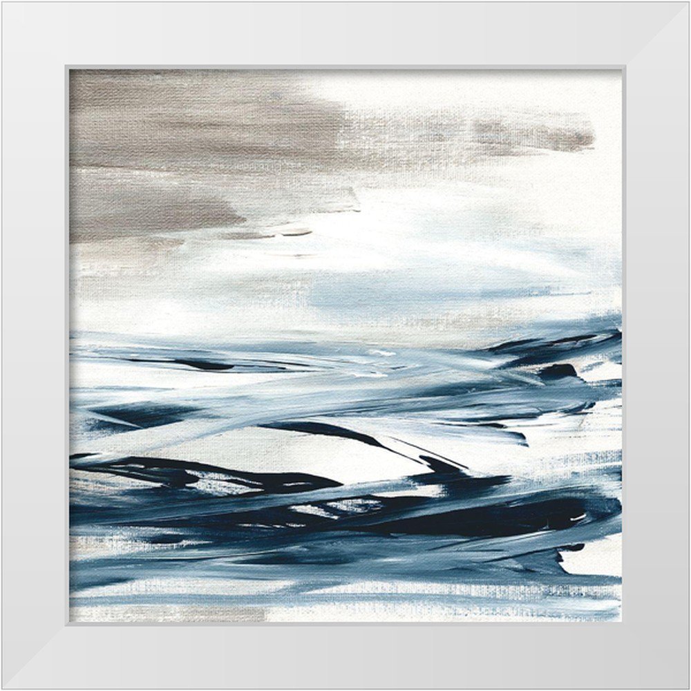 Jill Susan 20x20 White Modern Wood Framed Museum Art Print Titled - Tumultuous Indigo II