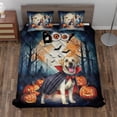 thumbnail image 2 of Happy Halloween Vampire Labrador Retriever BOO with Pumpkins Fun and Spooky Quilt Bedding Set Lab Dog Lover Gifts 1 Blanket Bed Cover 2 Pillowcases - 00018, 2 of 5