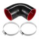 thumbnail image 1 of 1 Juego de acoplador de codo de 90 grados ID de 76mm 2,99 "manguera de silicona de 4 capas con 2 abrazaderas negro rojo, 1 of 7
