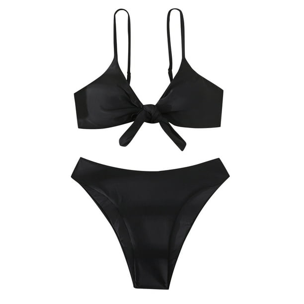 Traje de baño dividido con estilo casual para mujer Bikini cómodo con nudo de color sólido en la cintura OAVQHLG3B Store lin121212