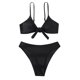 thumbnail image 1 of Traje de baño dividido con estilo casual para mujer Bikini cómodo con nudo de color sólido en la cintura OAVQHLG3B Store lin121212, 1 of 3
