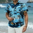 thumbnail image 7 of Blue Hawaiian Shirts for Men Short Sleeve Prin Tropical Shirts Navy Floal Palm Summer Beach XL, 7 of 7