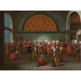 thumbnail image 2 of Jean Baptiste Vanmour 14x11 Gold Ornate Wood Frame and Double Matted Museum Art Print Titled - The Meal in Honour of Ambassador Cornelis Calkoen (C. 1727 - C. 1730), 2 of 4