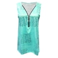 thumbnail image 4 of LEAVINGSUO Summer Womens Tank Tops Women's Fashion Casual Printed Vest Zipper V-Neck Loose Sleeveless T-Shirt Pullover Tops Blue S, 4 of 4