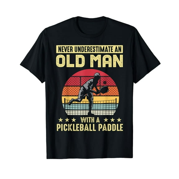 Vintage Never Underestimate An Old Man Pickleball Paddle T-Shirt