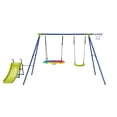 thumbnail image 3 of GVN Swing Playset,4-in-1 Heavy-Duty Metal Playset with Slide and Basketball Hoop, 3 of 4