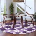 thumbnail image 3 of Round Rugs 5Ft, Purple Geometric Moroccan Round Area Rug Washable Indoor Throw Carpet, Abstract Art Purple Ombre Modern Soft Non Slip Circle Rug for Cabinet Bathroom Home Decor Aesthetic, 3 of 8