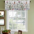 thumbnail image 3 of Spring Floral Curtain Valances for Windows, Kitchen Valance Window Treatments Panel 2 Pack, Gray Plaid Farmhouse Flowers Watercolor Rod Pocket Short Curtains for Bathroom Bedroom 60 x 18 Inch, 3 of 8