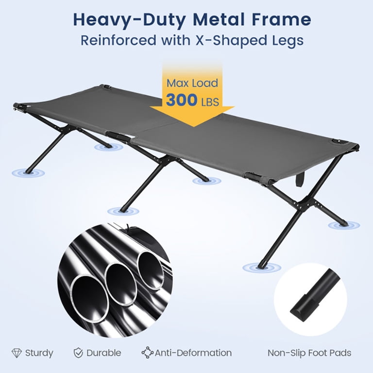Resenkos Adults Kids Folding Camping Cot-Gray,Compact Camping Cot 
