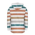 thumbnail image 4 of Trendy Hoodies Women Loose Casual Button V Neck Drawstring Hooded Sweatshirt Polka Dots Print Pullover Tunic Tops (L, Orange|Stripe), 4 of 6