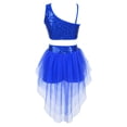 thumbnail image 2 of YiZYiF Girls Dance Performance Outfit Sequins Crop Top with Tutu Skirt Dancewear Royal Blue 10, 2 of 7
