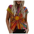 thumbnail image 1 of T-Shirt à Col en V Femme Mode Décontractée Grande Taille Paysage Fleurs Impression T-Shirt à Col en V Hauts Femmes Hauts Grande Taille Hauts à Col en V pour Femmes T-Shirts Grande Taille pour Femmes, 1 of 8
