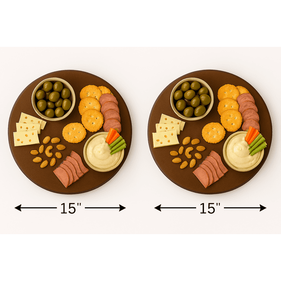 2-Pack 15" Lazy Susan Turntables – Brown Pine Wood, Smooth Rotation, Ideal for Kitchen, Dining & Entertaining