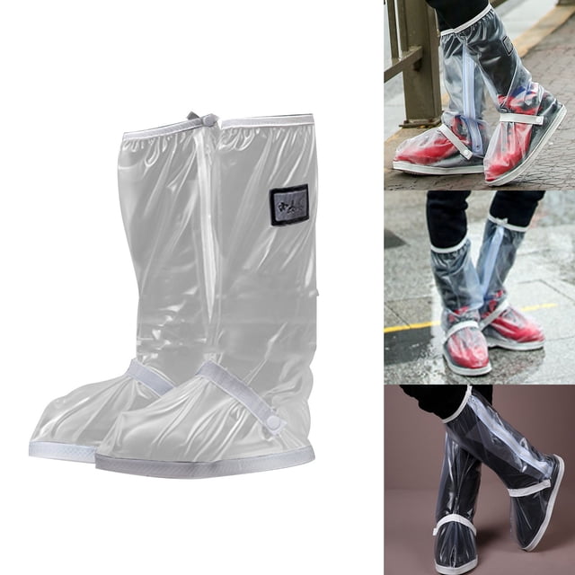 Rainy Day Boot Covers 1PC,Cycling OvershoesWaterproof Shoe Protection with Zipper Closure & Elastic Top for Outdoor Commuting(White)