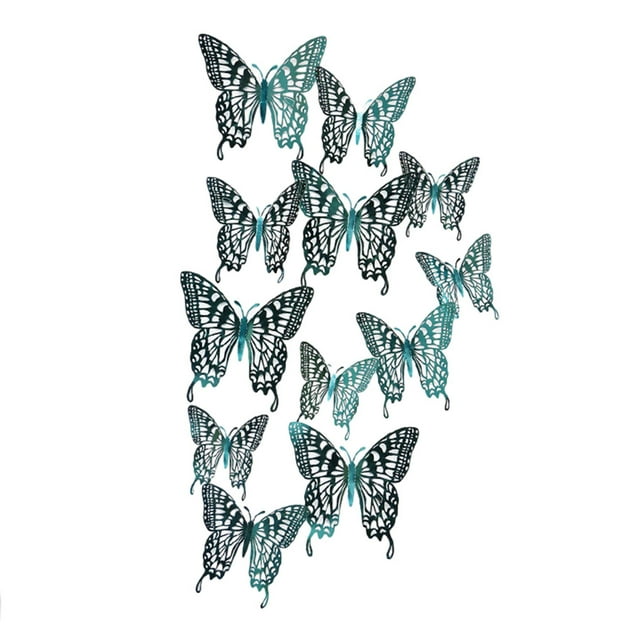 Transemion Glitter And Exquisite Stickers For Amazing Home Decor With Butterflies Various LK12 green 1Set