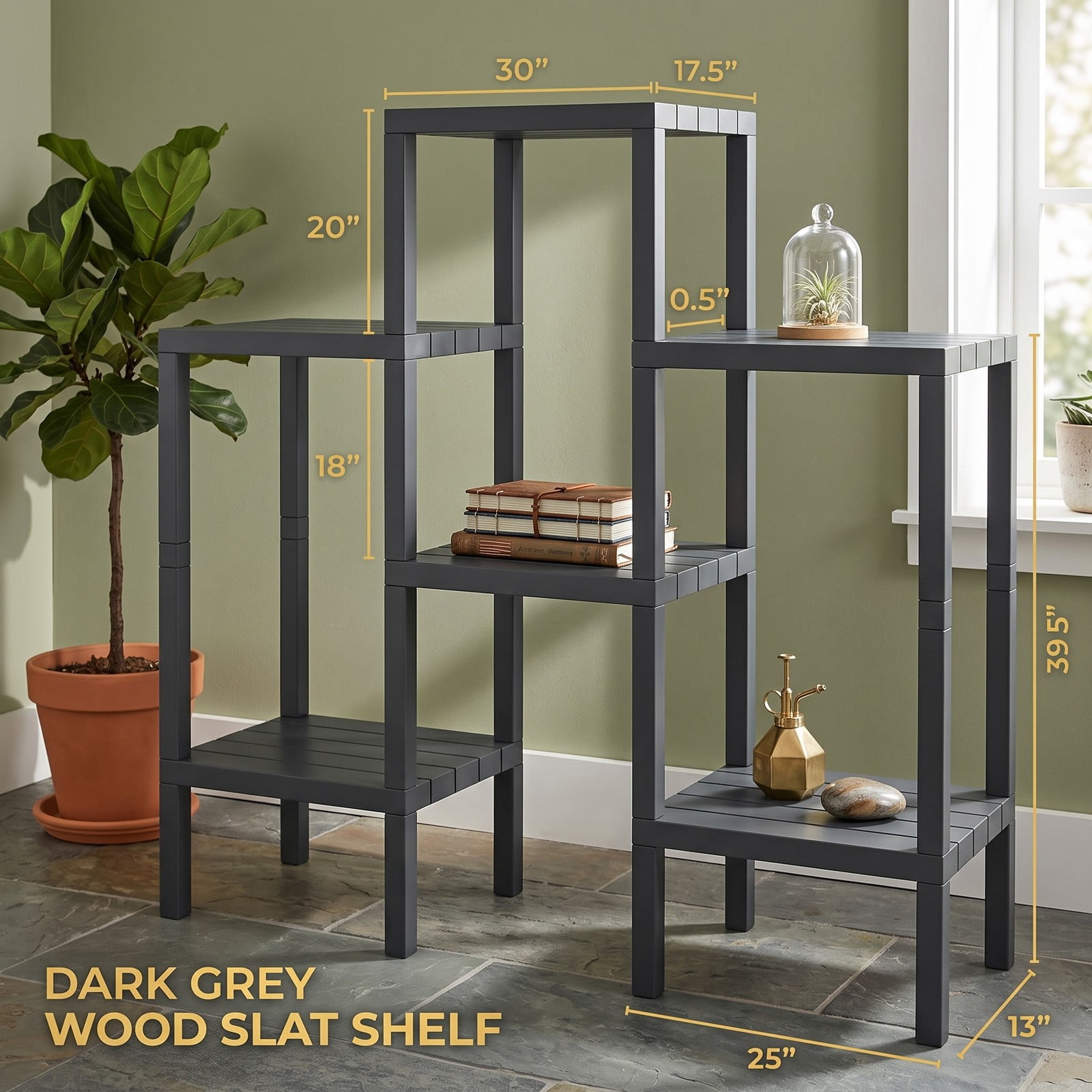 Biotree 6-Tier Plastic Modular Storage Shelves, Freestanding Open Shelving Rack Organizer for Living Room, Kitchen, Bathroom and Garage, Tool-Free Assembly, Gray