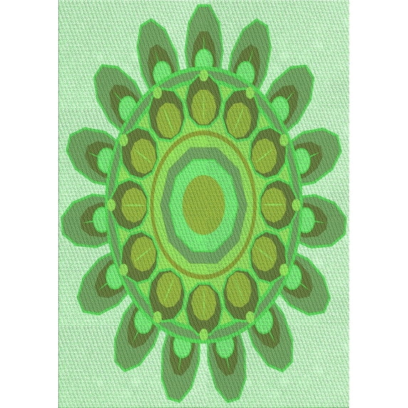 Ahgly Company Machine Washable Indoor Rectangle Transitional Jade Green Area Rugs, 7' x 10'