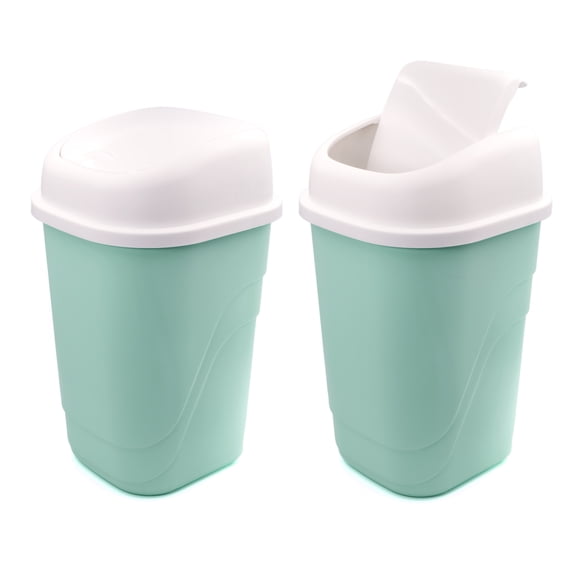 Bote de Basura Chico 2 Pack con Tapa Balancín  - Basurero de Plástico Resistente, Papelera para Baño, Cocina y Oficina (Blanco)
