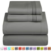 Nestl Bed Sheets Set, Deep Pocket 3 Piece Bed Sheet Set, 1800 Hotel Luxury Soft Double Brushed Microfiber, Twin XL Size, Charcoal Gray