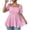 Pink, variant on Plus Size Square Neck Puff Sleeve Blouse for Women Smocked Bust Peplum Tops, Casual Loose Fit Summer Tunic Shirts, 3XL