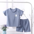 thumbnail image 2 of Zshosam Short Sets Boy 2 Piece Outfit Boys Outfits Solid Short Sleeve Knit T-Shirt Shorts Kids Summer Clothes (Blue,100), 2 of 3
