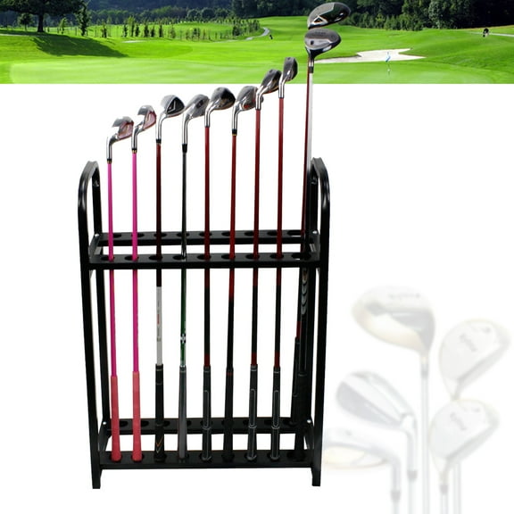 18-hole Golf Club Rack Q195 Metal Golf Club Display Stand Golf Putter Storage Organizer Cue Display Stand Floor Standing Mounting Type for Home Game Rooms Clubs Golf Courses