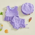 thumbnail image 2 of JAJAHO Girls Tankini Set Summer Swimwear Sleeveless Ruffle Top Bottom Cute Swimsuits With Hat Outfit For Baby Toddler Beach Pool Comfortable Swimwear, 2 of 4
