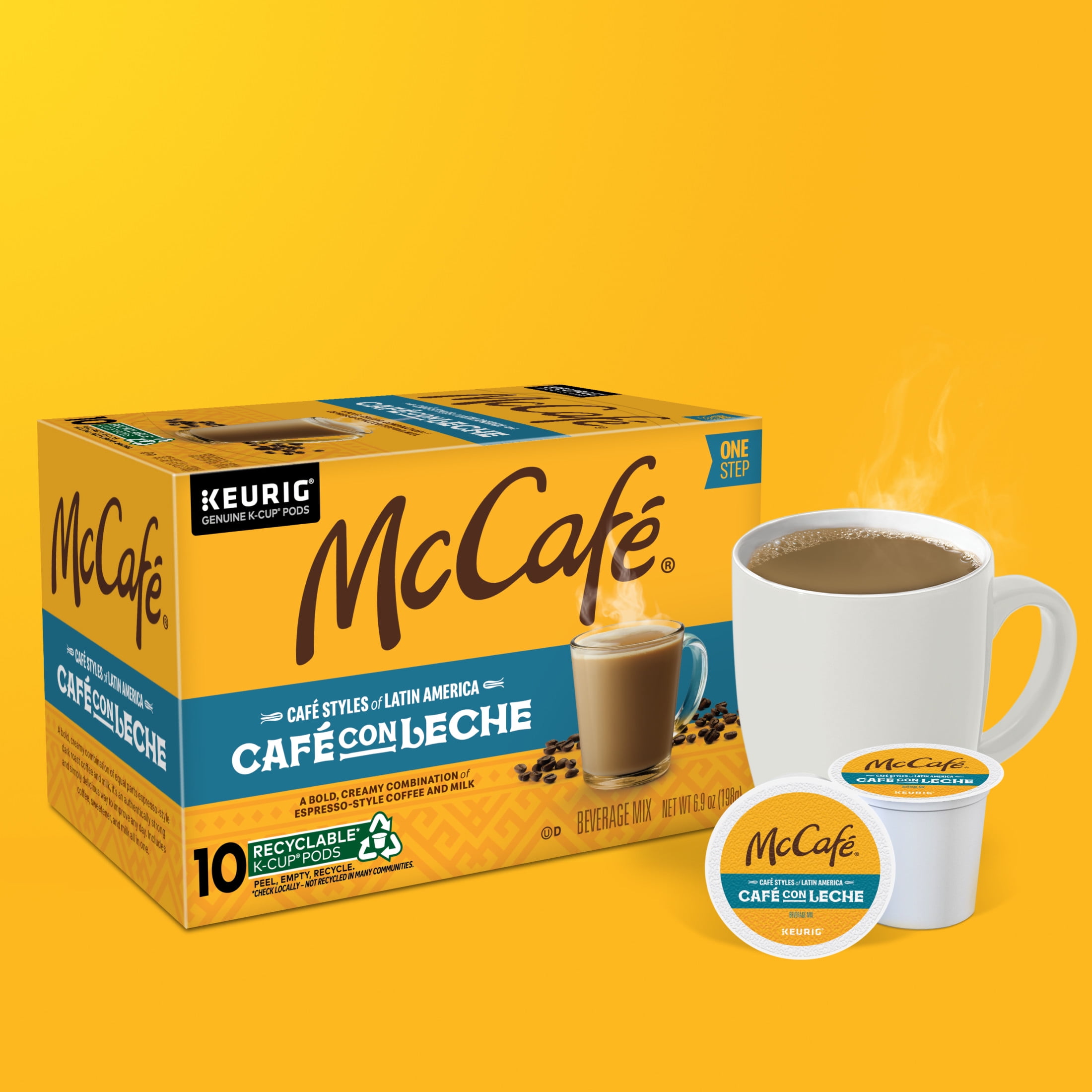 McCafé, Café Styles of Latin America Café con Leche Dark Roast K-Cup Coffee Pods, 10 Count