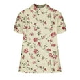 thumbnail image 4 of JTZGDY Plus Size Women Linen Shirts Dressy Casual Floral Printed Summer Short Sleeve Oversized Lapel Collared Round Neck Graphic T-Shirts Top Loose Fit Business Work Tunic Blouse Multicolor#02 L, 4 of 7