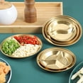 thumbnail image 5 of Arestory Stainless Steel Dipping Soy Sauce Dishes, 2 Compartment Round Seasoning Dipping Bowls, Appetizer Plates Serving Dish Condiment Tray for Soy Sauce, Ketchup, BBQ Sauce or Seasoning, 5 of 8