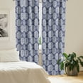 thumbnail image 2 of Ambesonne Palm Leaf Curtains, Navy Tropic Leaves Exotic, Pair of 28"x84", Navy Blue White, 2 of 5