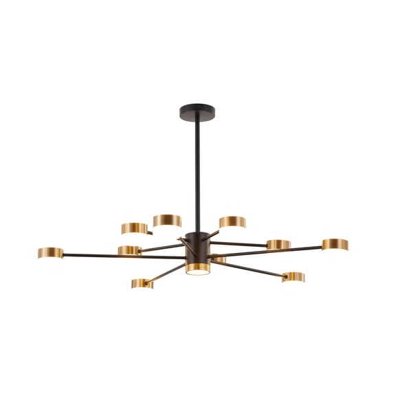 Gothic Ceiling Light Fixture - Black Metal Chandelier with White & Gold Accents - Modern Ceiling Lamp