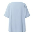 thumbnail image 5 of OSOLU Women V-Neck Solid Color Women Loose Pullover Short Sleeve Summer T-Shirt Tee Tops Breathable Dailywear, 5 of 6