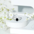 thumbnail image 3 of Rosec Jewels Black Spinel Engagement Ring with Diamond Trio, Pear Cut Spinel and Diamond Ring, 14K White Gold, US 6.00, 3 of 9
