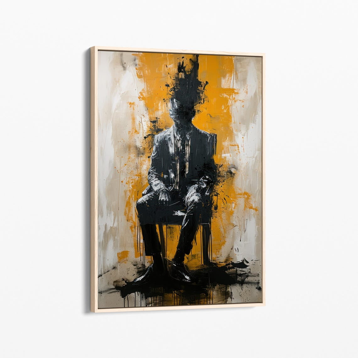 Black And Yellow Abstract Art Print - Surreal Human Inspired Gallery Art - Home Decor - Bay3 Wall Art Modern Wall Decor 24x36 UNFRAMED